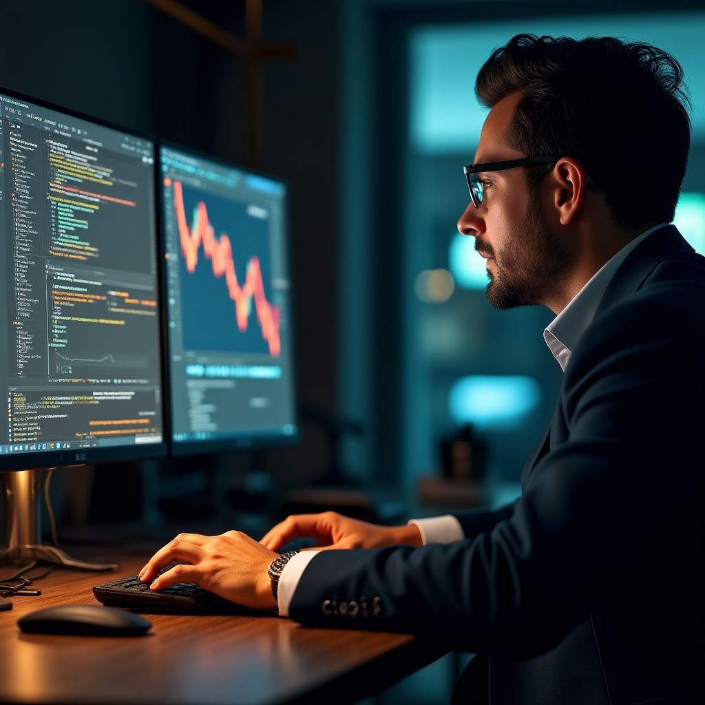 Persona operando con criptomonedas
