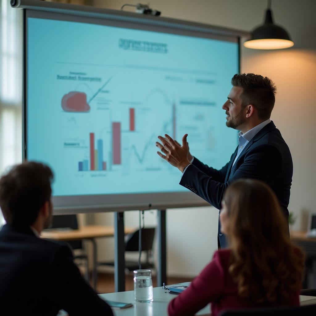 Personas en un aula aprendiendo conceptos básicos de inversión